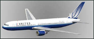 Boeing 767 300 ER United Airlines 3D Model